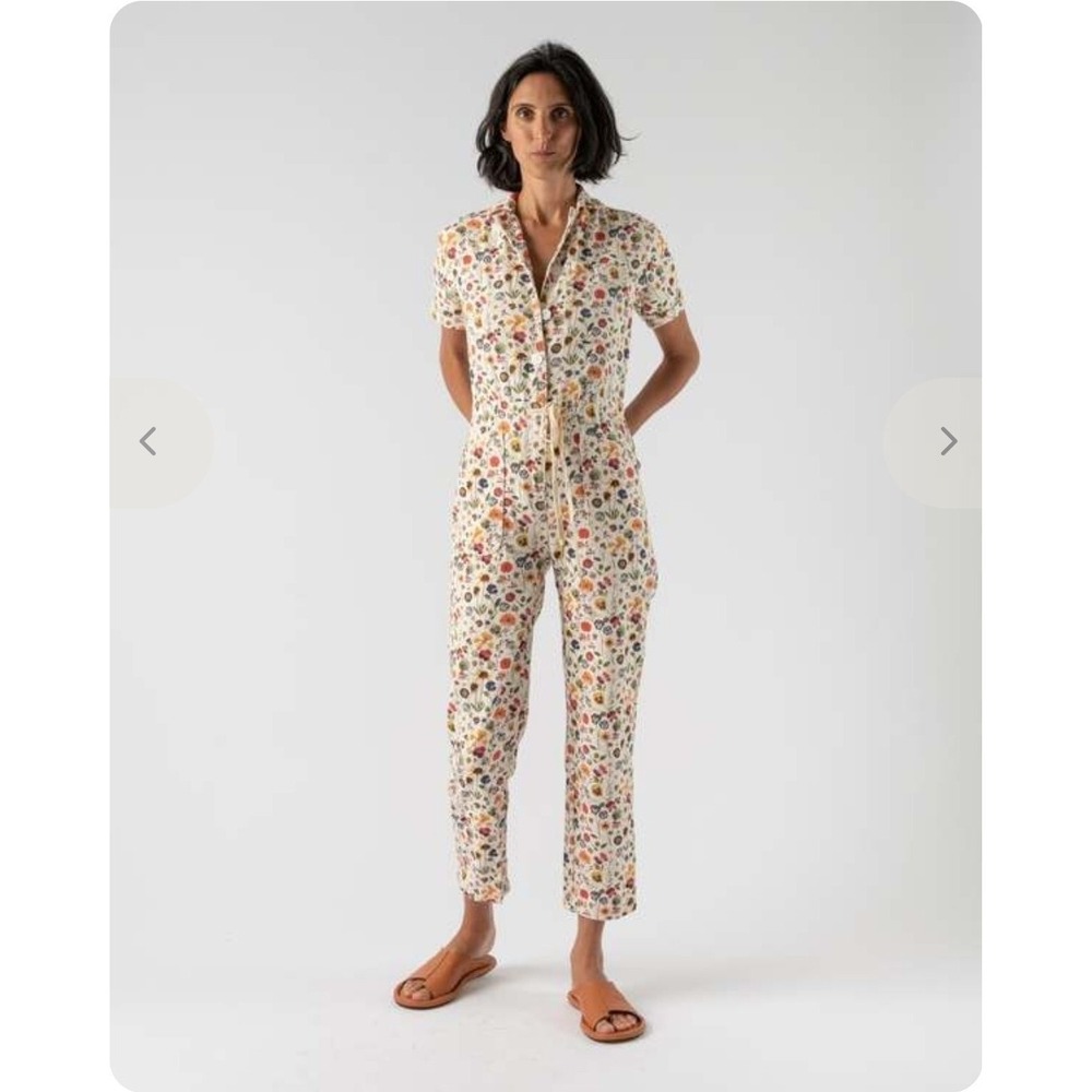Rachel Antonoff Mathew Pressed Flower Cropped Denim Jumpsuit Size 2X